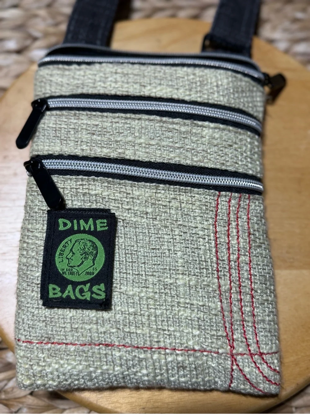 Small Crossbody Bag - Cream with Black Strap